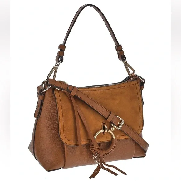 SEE BY CHLOE Joan Shoulder Bag Leather Suede Shoulder Crossbody Strap O-Ring
